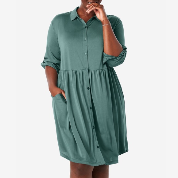 Woman Within Dresses & Skirts - NWOT Woman Within Drapey ShirtDress
